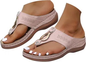 Eduavar Womens Sandals Orthotic Dressy Vintage Flip Flops Lightweight Summer Slip On Thong with Arch Support Walking Slippers