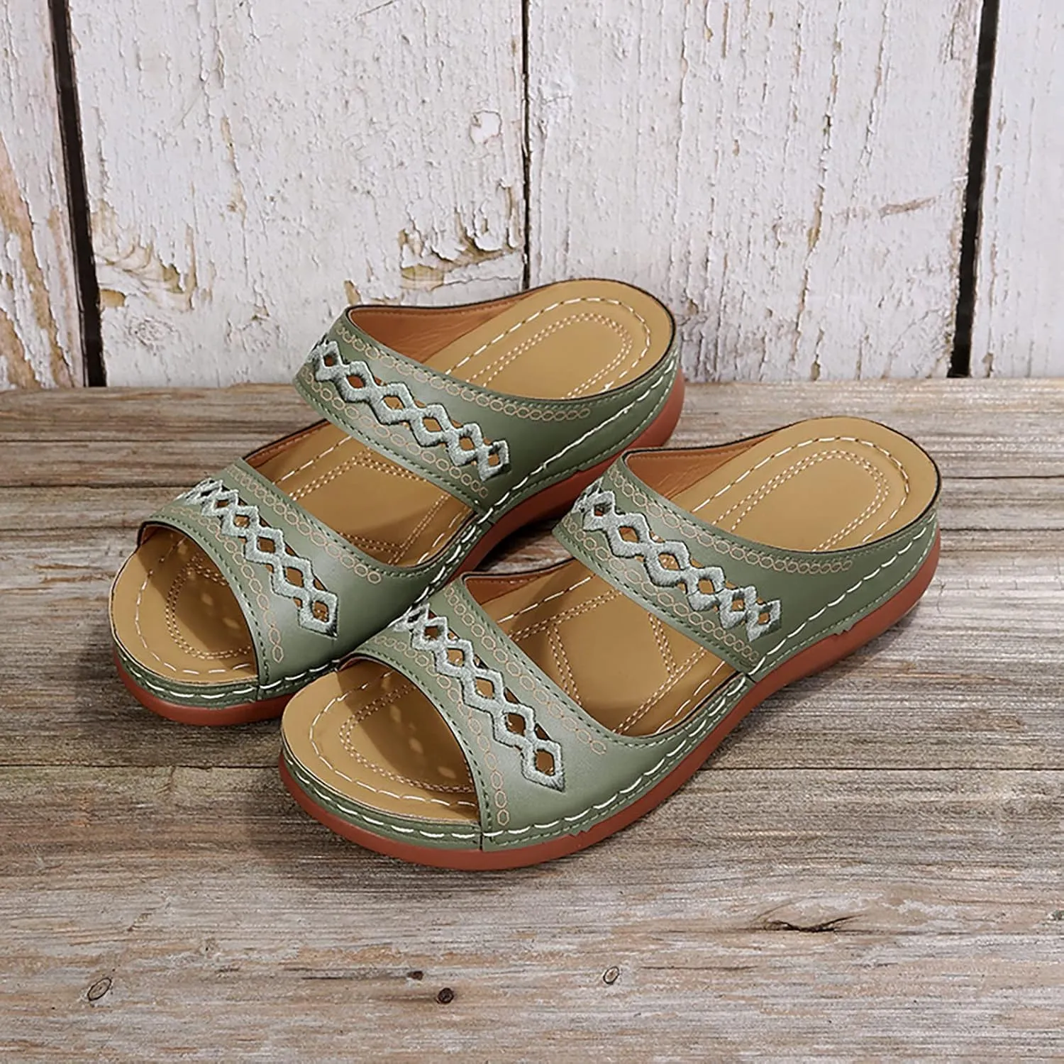 Eduavar Womens Sandals Summer Fashion Orthotic Soft Slip On Comfortable Athletic Yoga Mat Cushion Sandals Dressy Beach Shoes