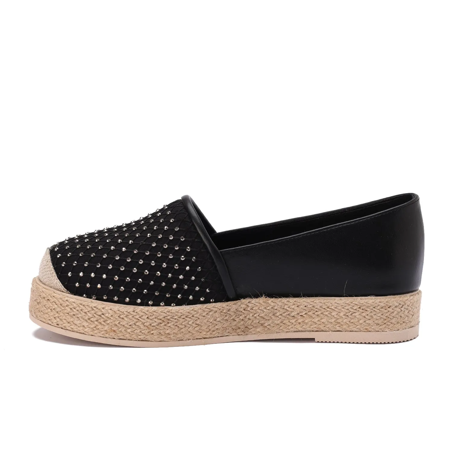 Espadrille Slip-On with Net Detail - black