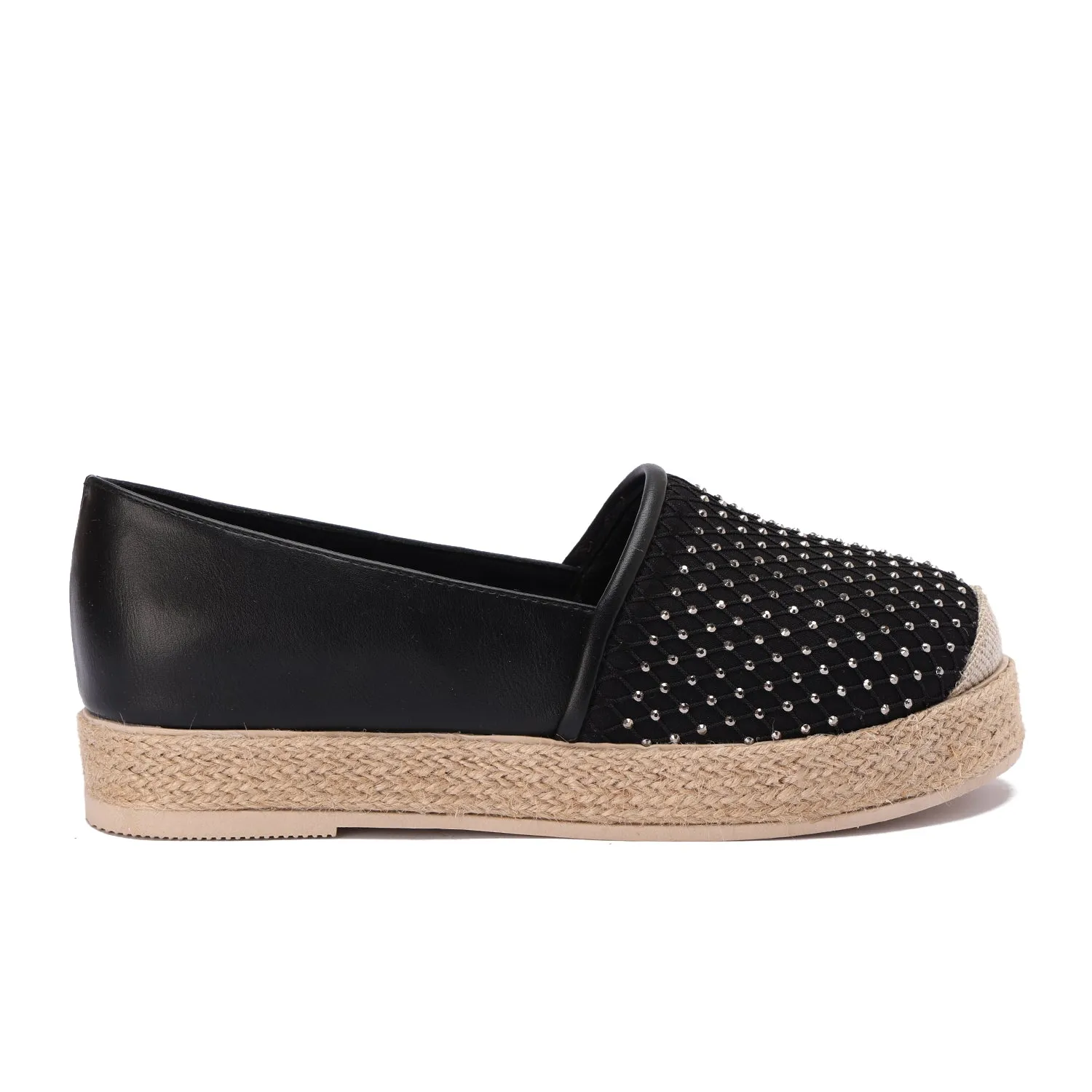 Espadrille Slip-On with Net Detail - black