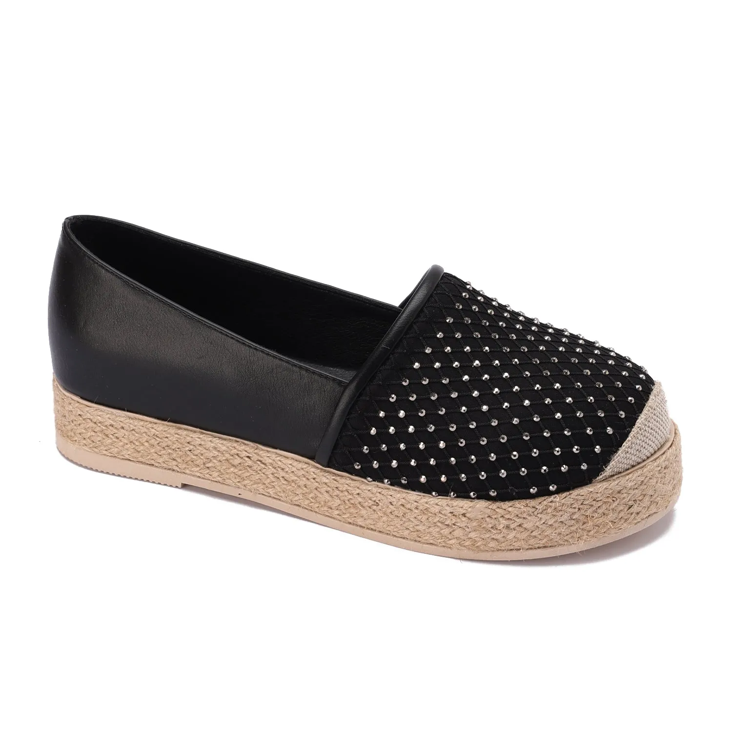 Espadrille Slip-On with Net Detail - black