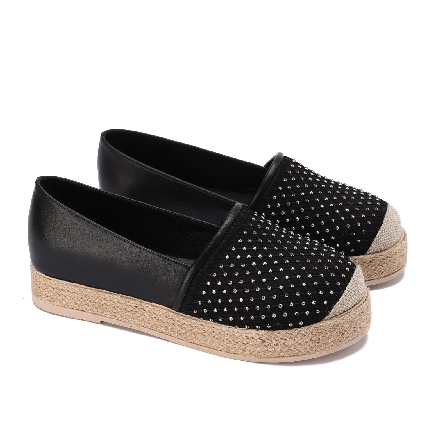 Espadrille Slip-On with Net Detail - black