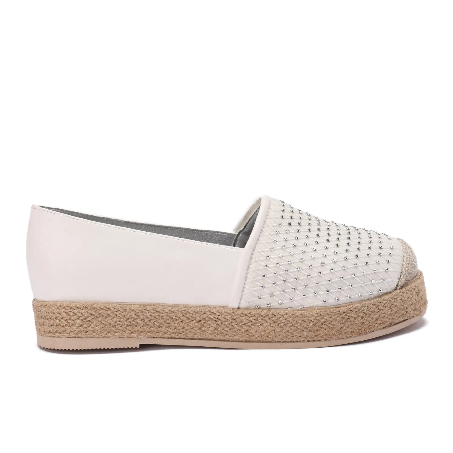 Espadrille Slip-On with Net Detail - off-white