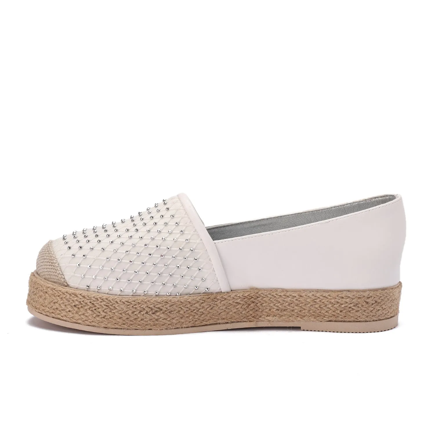 Espadrille Slip-On with Net Detail - off-white