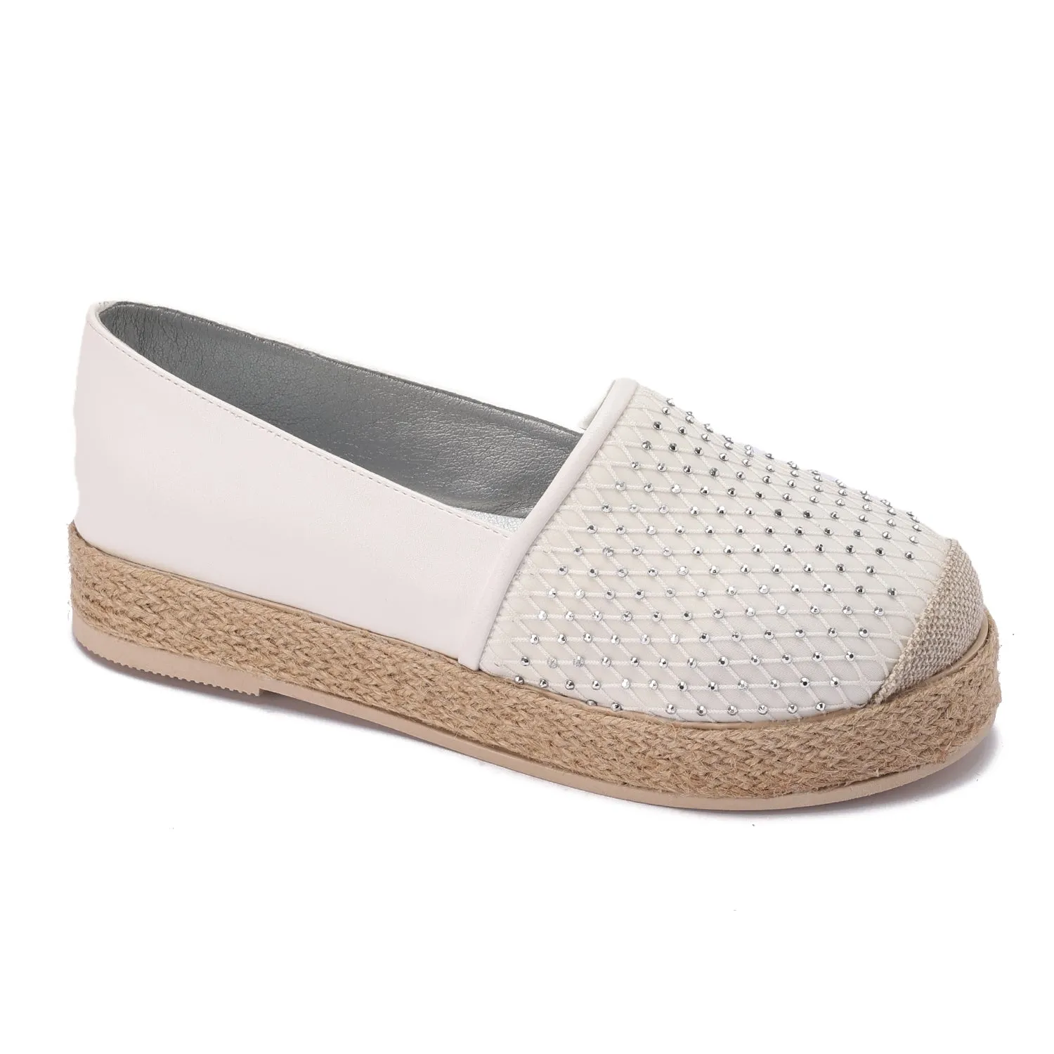 Espadrille Slip-On with Net Detail - off-white