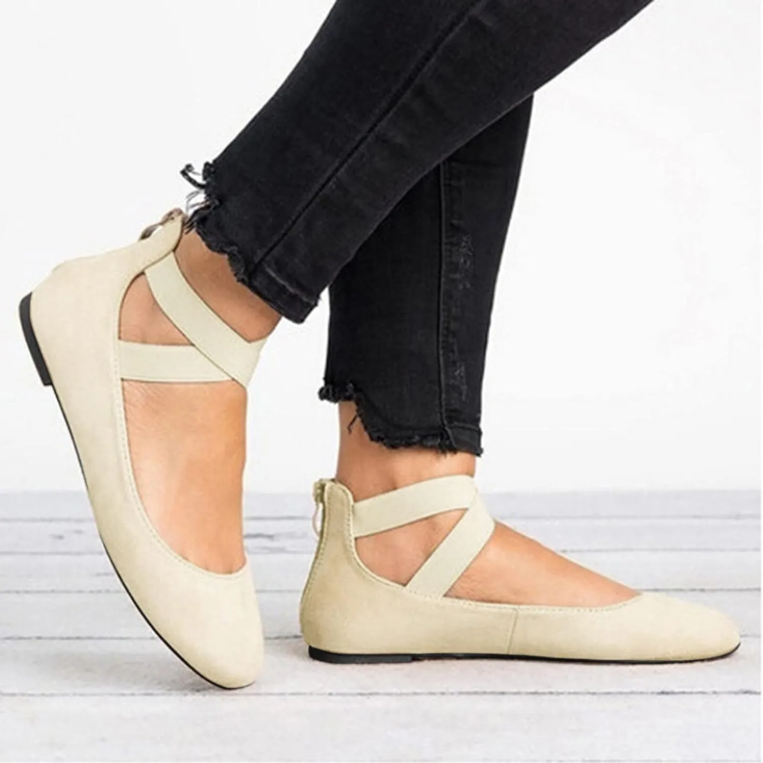 Fashion Causal Singles Shoes Elastic Flat Shoes Ladies For Women Sandals Strap Women's Comfort Slides Sandals