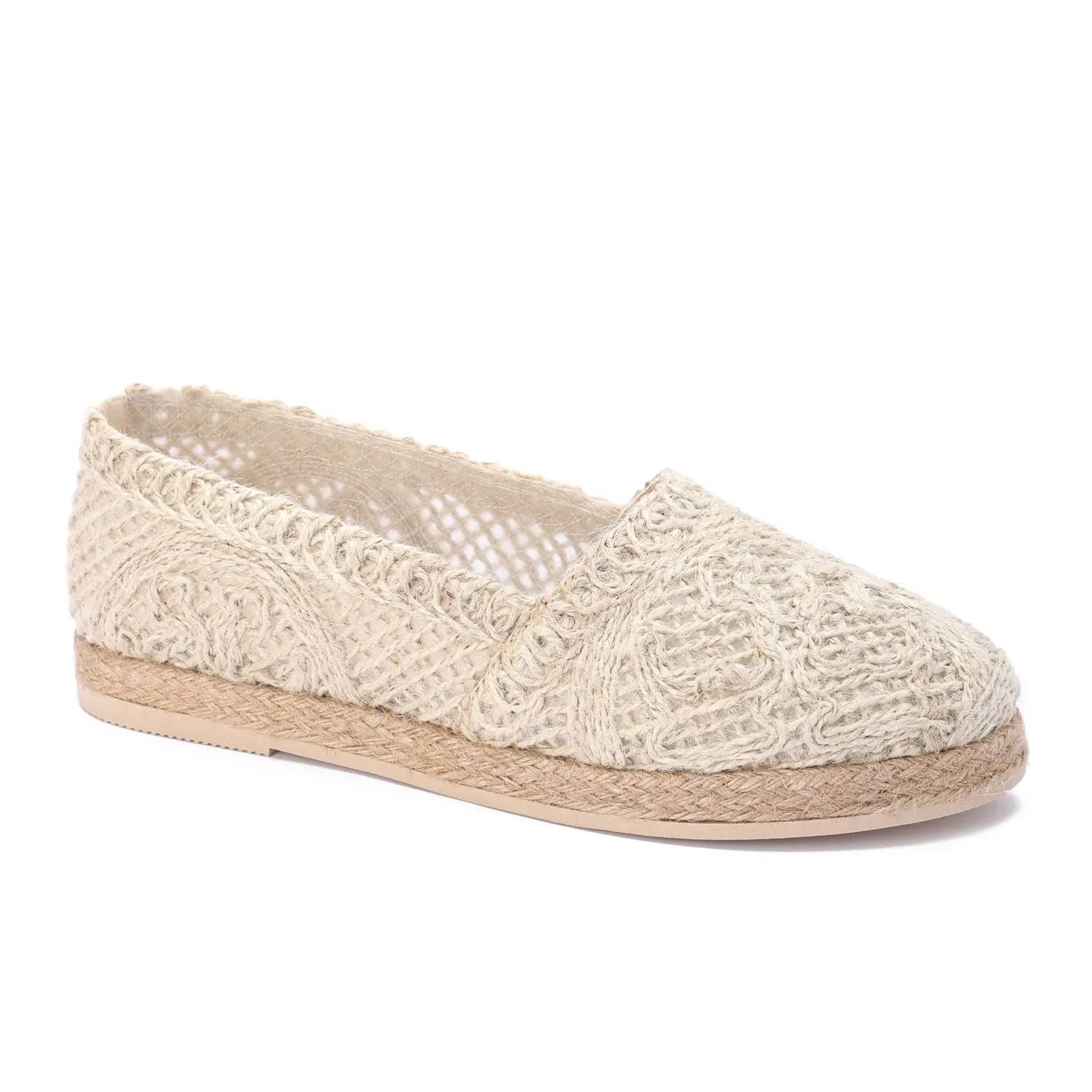 Flat Sole Slip-On Espadrilles-Beige