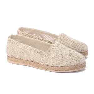 Flat Sole Slip-On Espadrilles-Beige