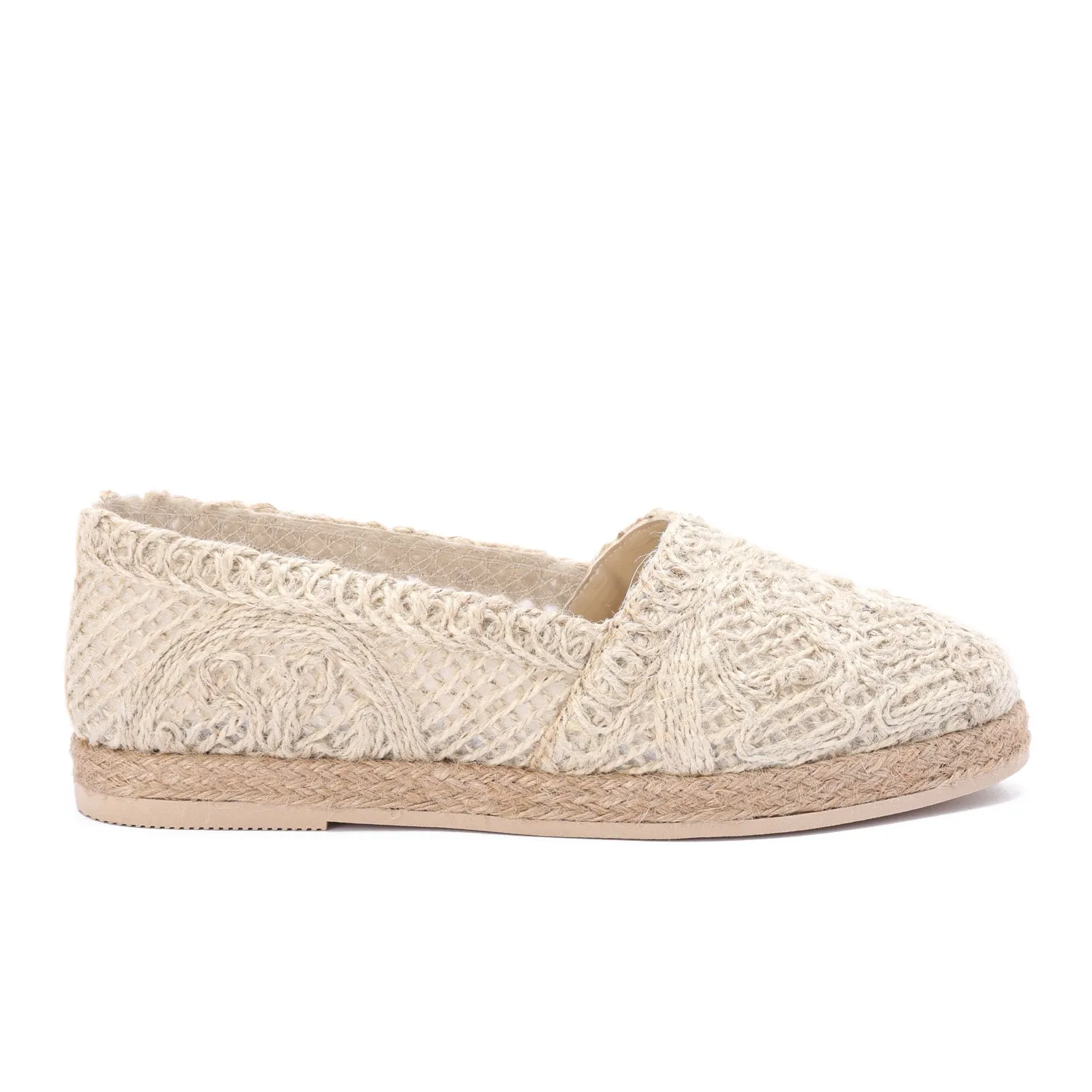 Flat Sole Slip-On Espadrilles-Beige