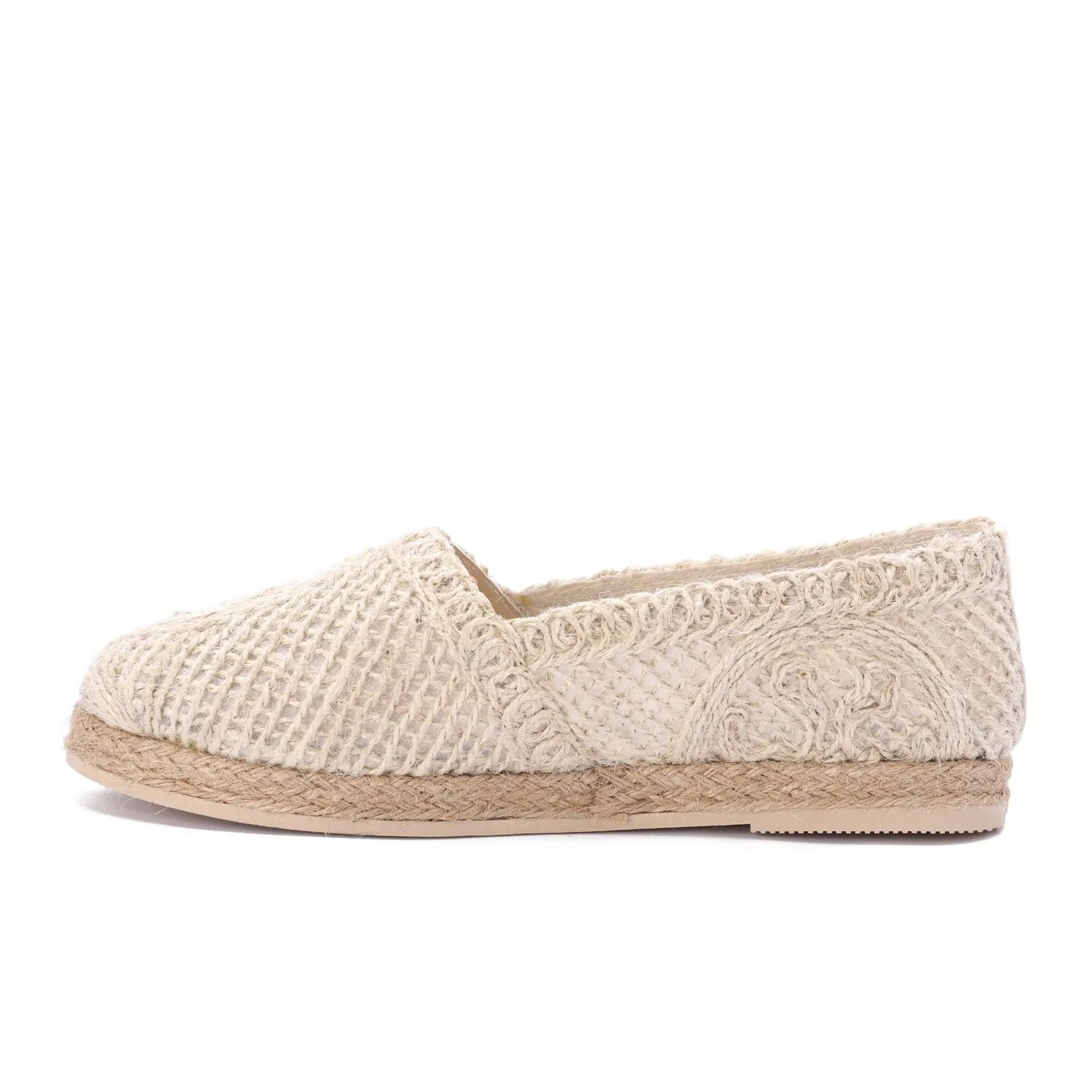 Flat Sole Slip-On Espadrilles-Beige