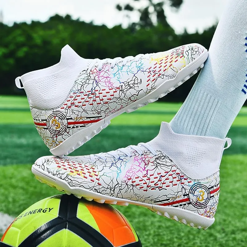 Football shoes high top camouflage broken nail long nail professional non-slip training shoes male and female students youth football shoes