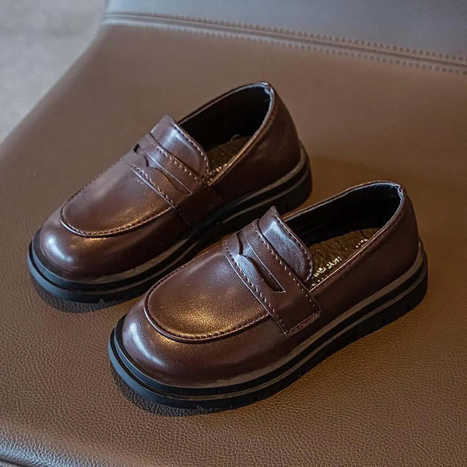Girls Chunky Loafers Dress Shoes for Girl Platform enny Loafers Round Toe School Uniform Slip On Oxford Shoes