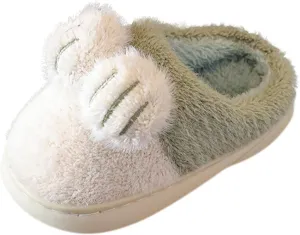 Girl's Cute House Slippers Memory Foam Indoor Slippers Comfy Fuzzy Indoor Slip On Slippers Boys Bedroom Shoes (Green, 2.5-3 Years Toddler)