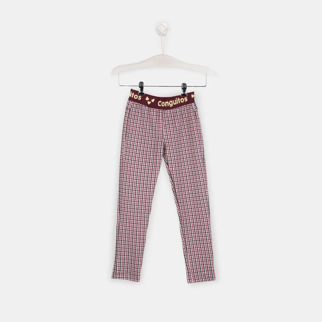Girls Houndstooth Wine Leggings