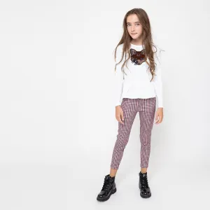 Girls Houndstooth Wine Leggings