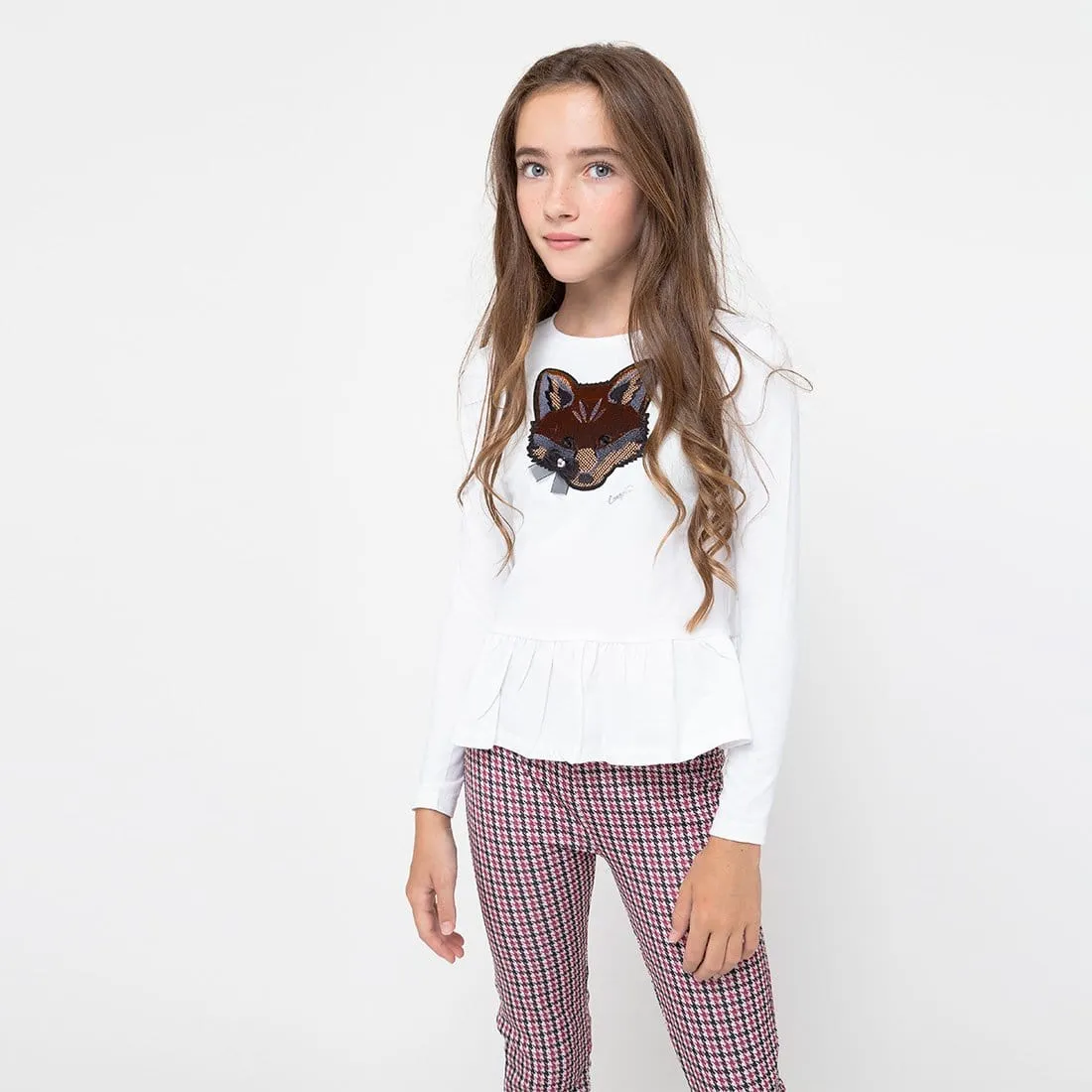Girls Houndstooth Wine Leggings