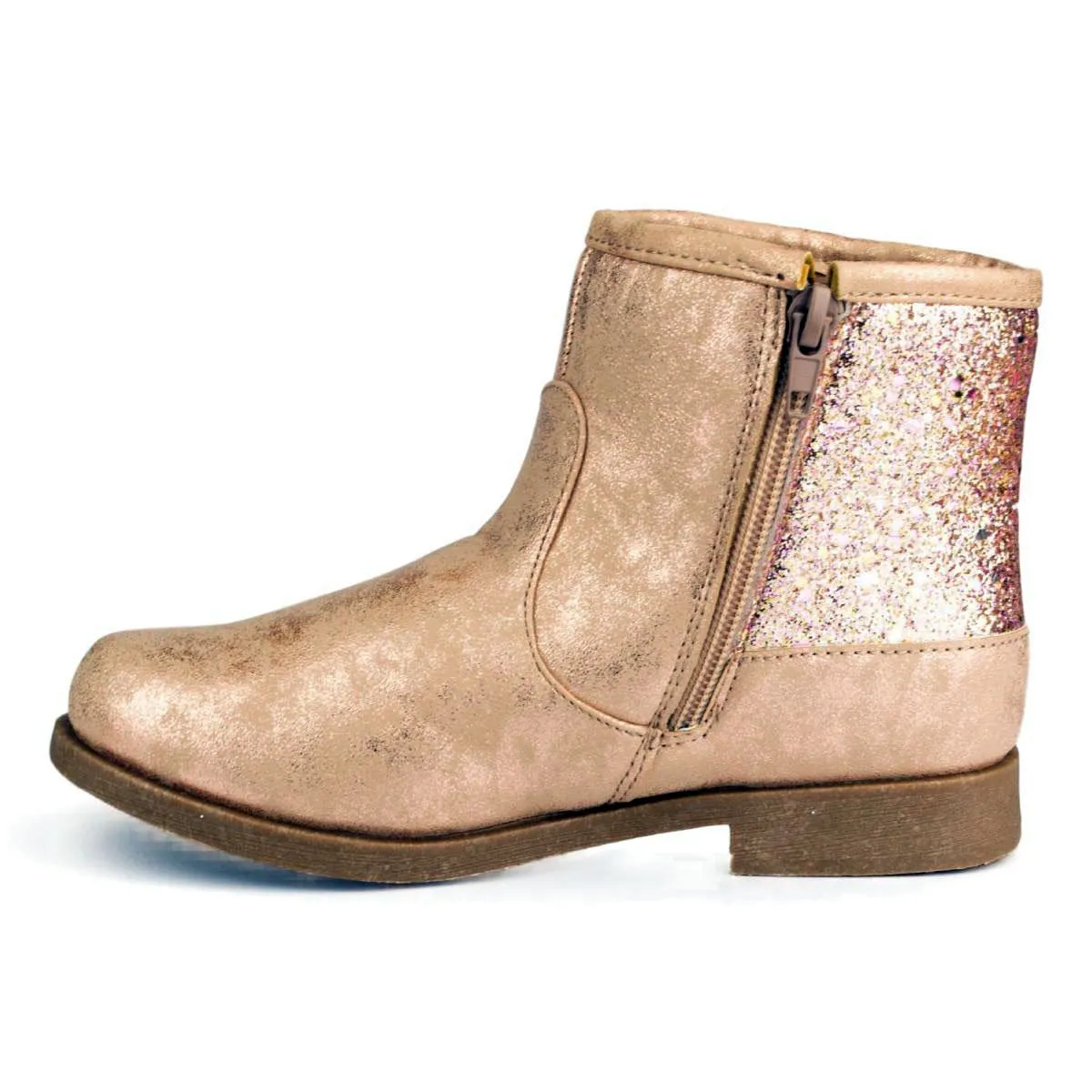 Girls Rose Pink Zip Up Ankle Boot