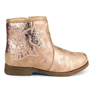 Girls Rose Pink Zip Up Ankle Boot
