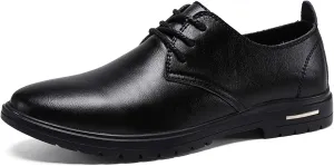 HOOENG Oxford Shoes for Men Lace Up Round Toe Derby Shoes Vegan Leather Block Heel Non Slip Rubber Sole Low Top Anti-Slip Prom (Color : Black, Size : 10.5)
