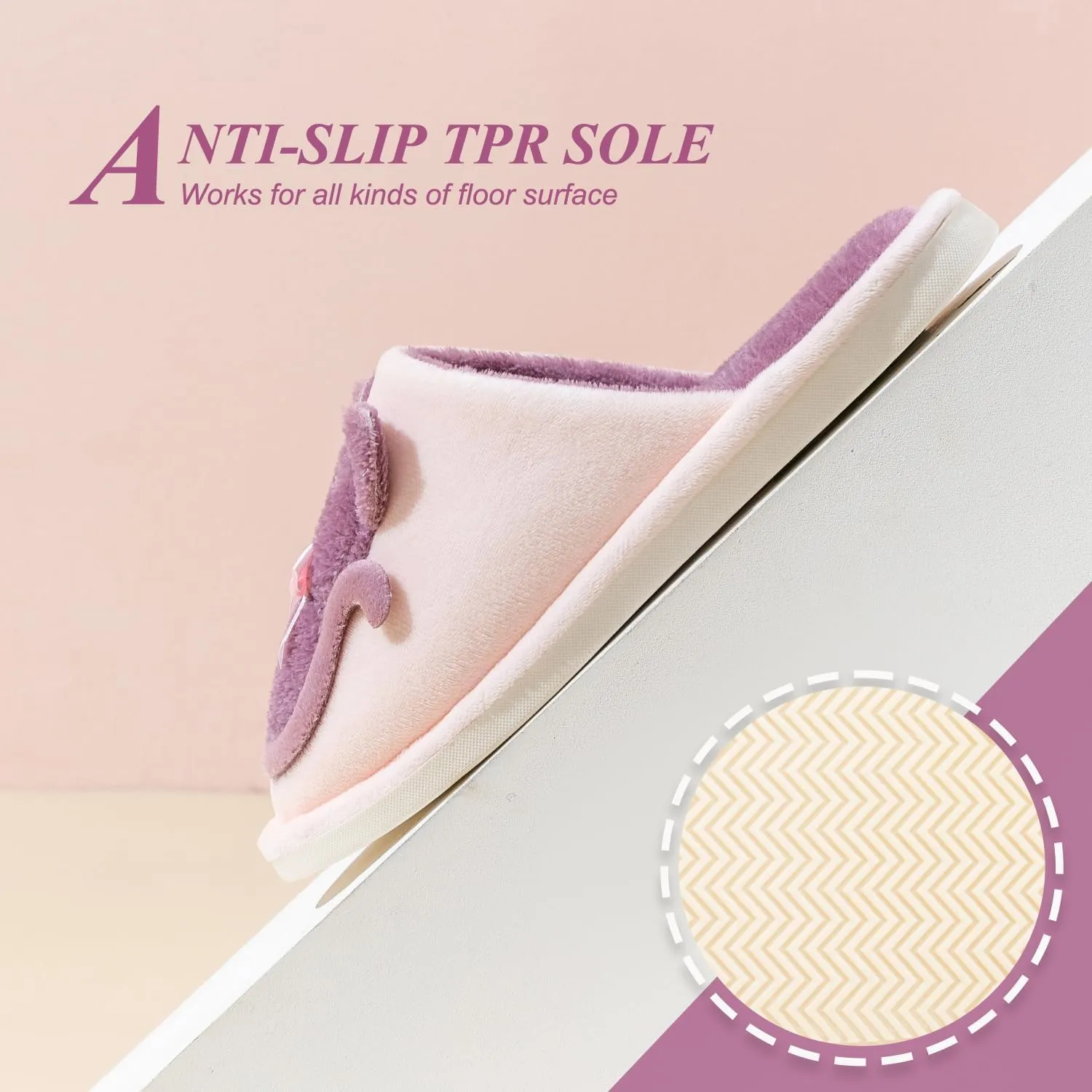 Indoor Winter Scuff Slippers for Women, Adorable Warm Slippers