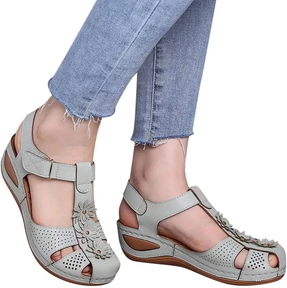 Ladies Girls Ankle Toe Sandals Soft Comfortable Sole Shoes Hollow Round Women's Casual Dress Shoes