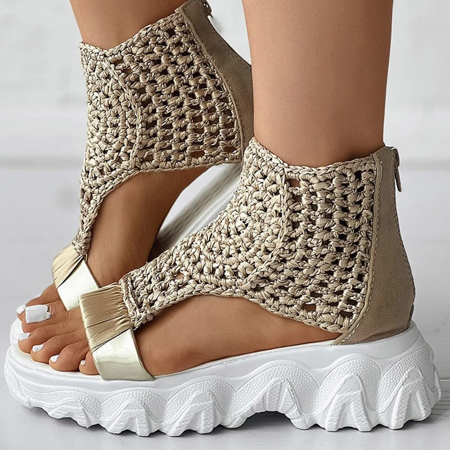 Ladies Shoes Thick Sole Fish Mouth Sandals Fashion Casual Comfortable Soft Outdoor Beach Womens Bohemian Sandals