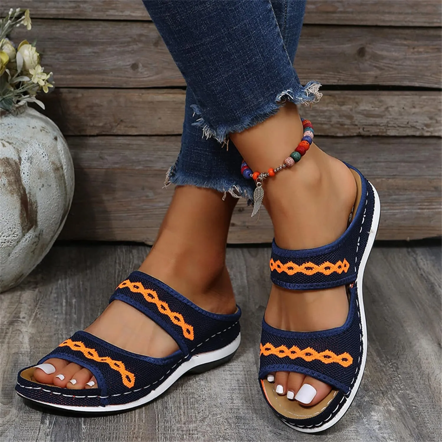 Ladmiple Orthopedic Dress Sandals For Women Plantar Fasciitis Comfort Walking Arch Support Orthotic Slides Summer Flip Flops