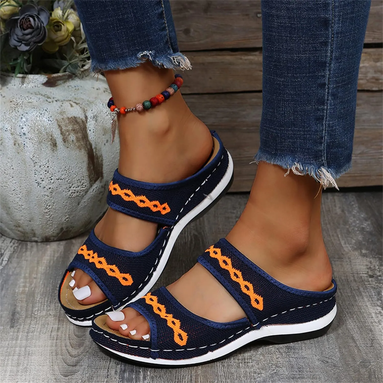 Ladmiple Orthopedic Dress Sandals For Women Plantar Fasciitis Comfort Walking Arch Support Orthotic Slides Summer Flip Flops