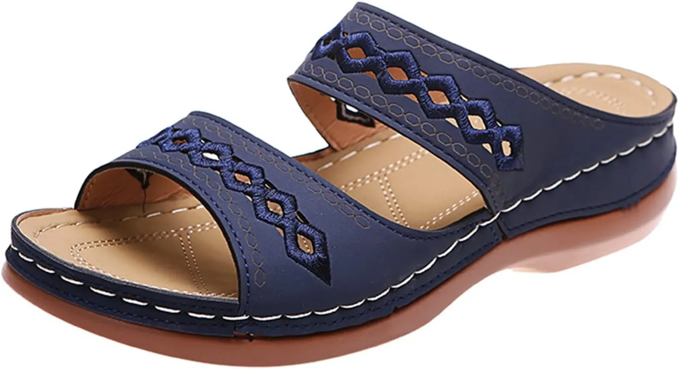 Ladmiple Orthopedic Sandals For Women Dressy Summer Comfortable Walking Flip Flops Orthotic Slides Shoes with Arch Support