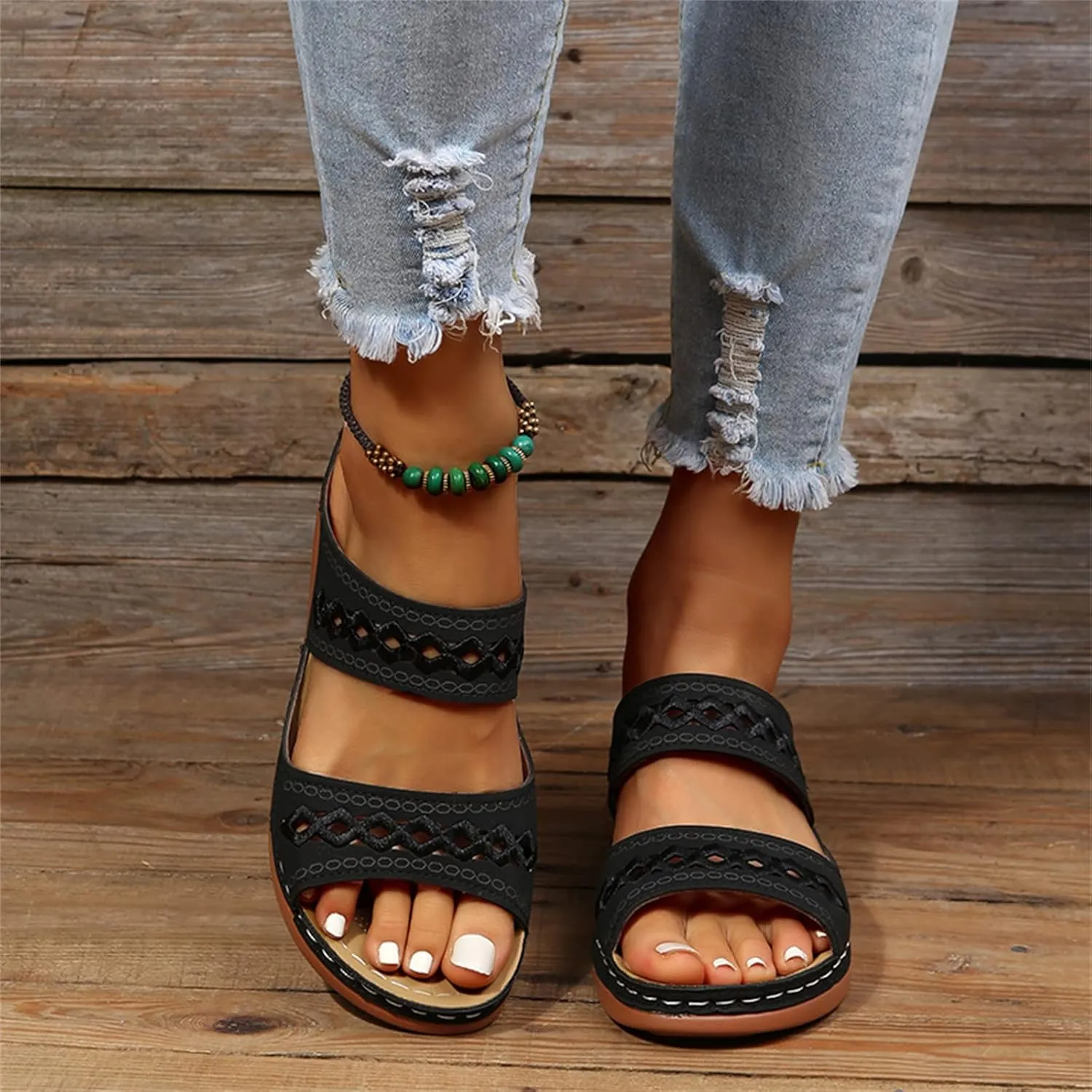 Ladmiple Orthopedic Sandals For Women Dressy Summer Comfortable Walking Flip Flops Orthotic Slides Shoes with Arch Support