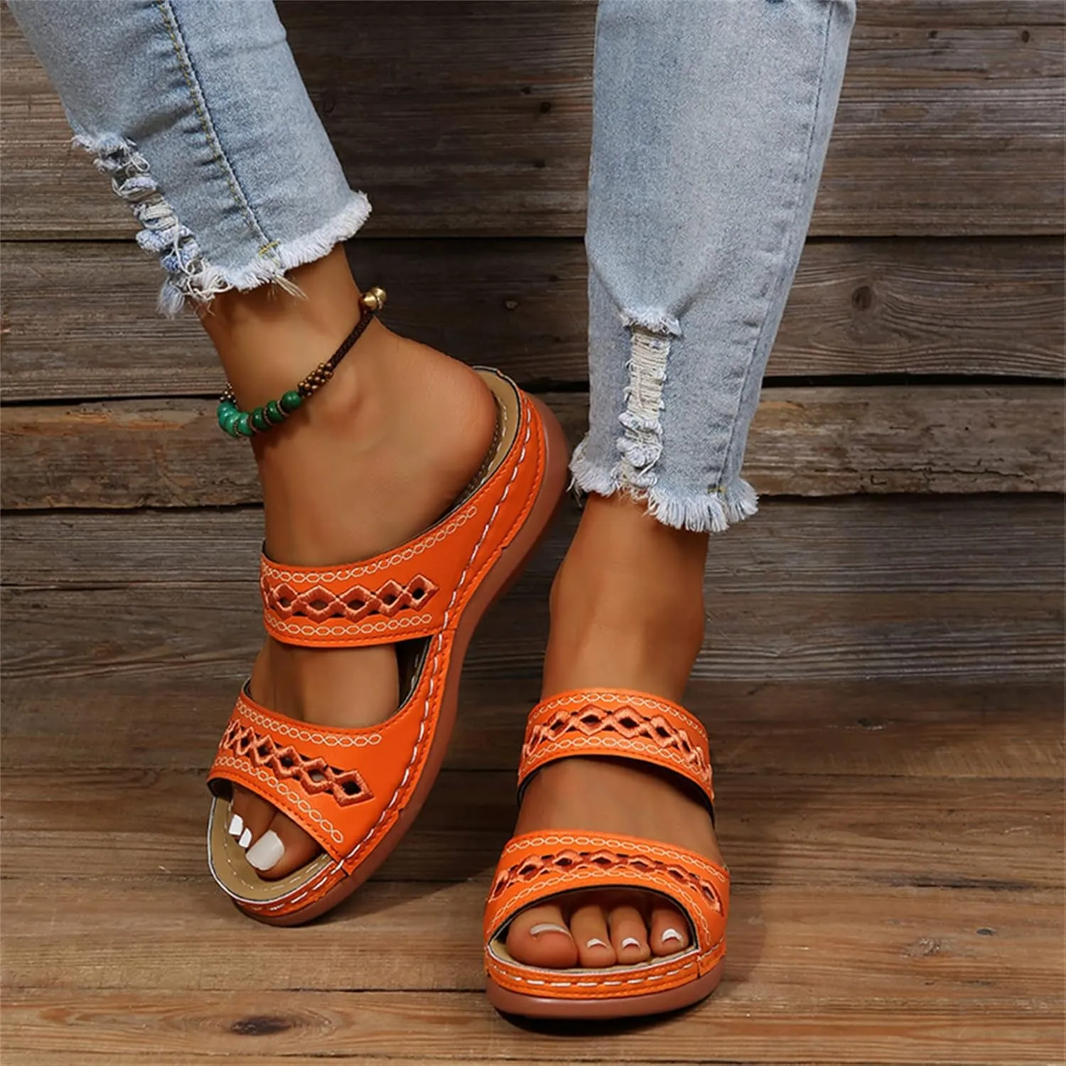 Ladmiple Orthopedic Sandals For Women Dressy Summer Comfortable Walking Flip Flops Orthotic Slides Shoes with Arch Support