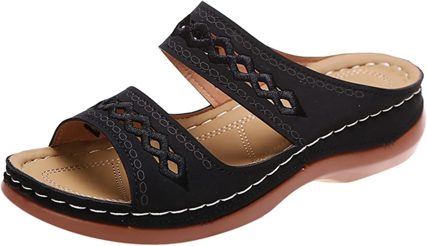 Ladmiple Orthopedic Sandals For Women Dressy Summer Comfortable Walking Flip Flops Orthotic Slides Shoes with Arch Support