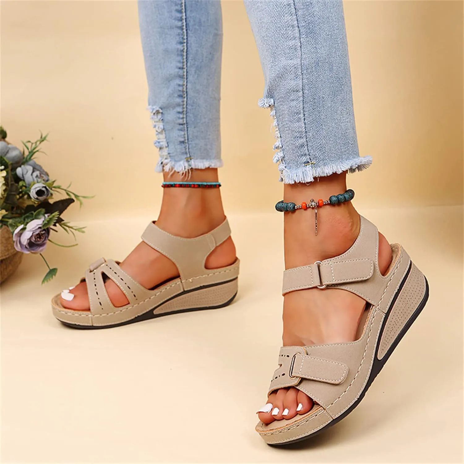 Ladmiple Orthopedic Sandals For Women Elegant Comfortable Arch Support Orthotic Flip Flops Dressy Summer Cute Walking Slides