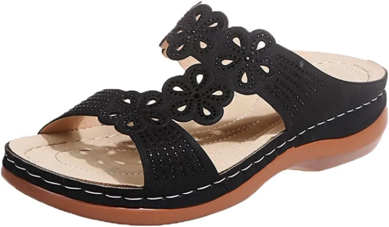 Ladmiple Sandals Women Beach Vacation Orthotic Slides Comfortable Dressy Summer Orthopedic Flip Flops with Arch Support