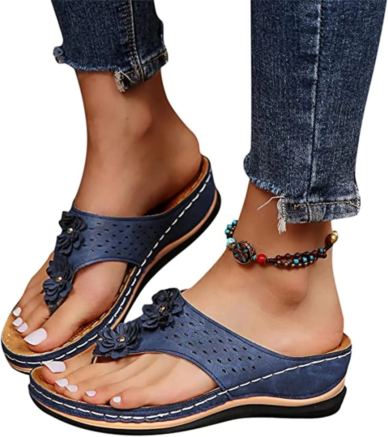 Ladmiple Sandals Women Comfortable Walking Arch Support Orthopedic Flip Flops Soft Dressy Summer Orthotic Slides 2024