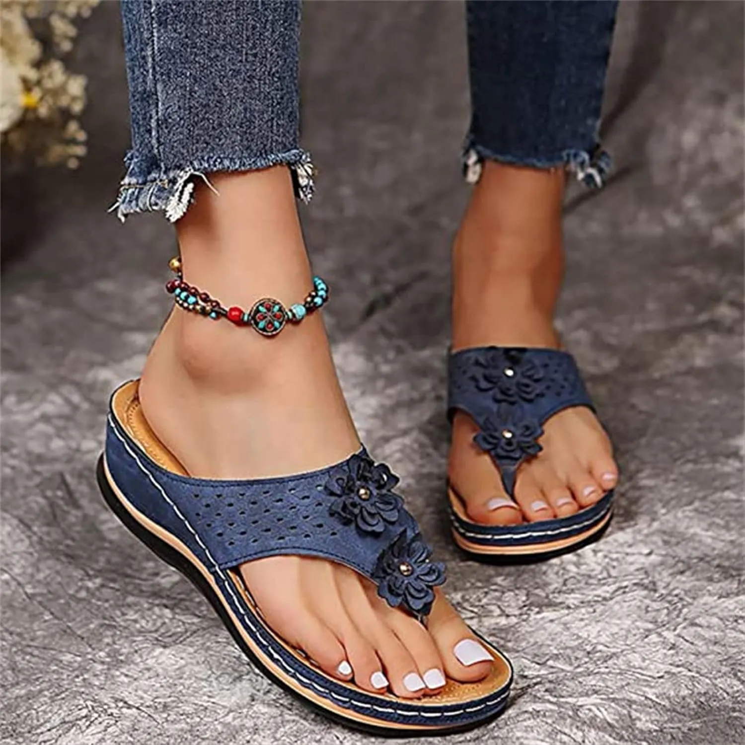 Ladmiple Sandals Women Comfortable Walking Arch Support Orthopedic Flip Flops Soft Dressy Summer Orthotic Slides 2024