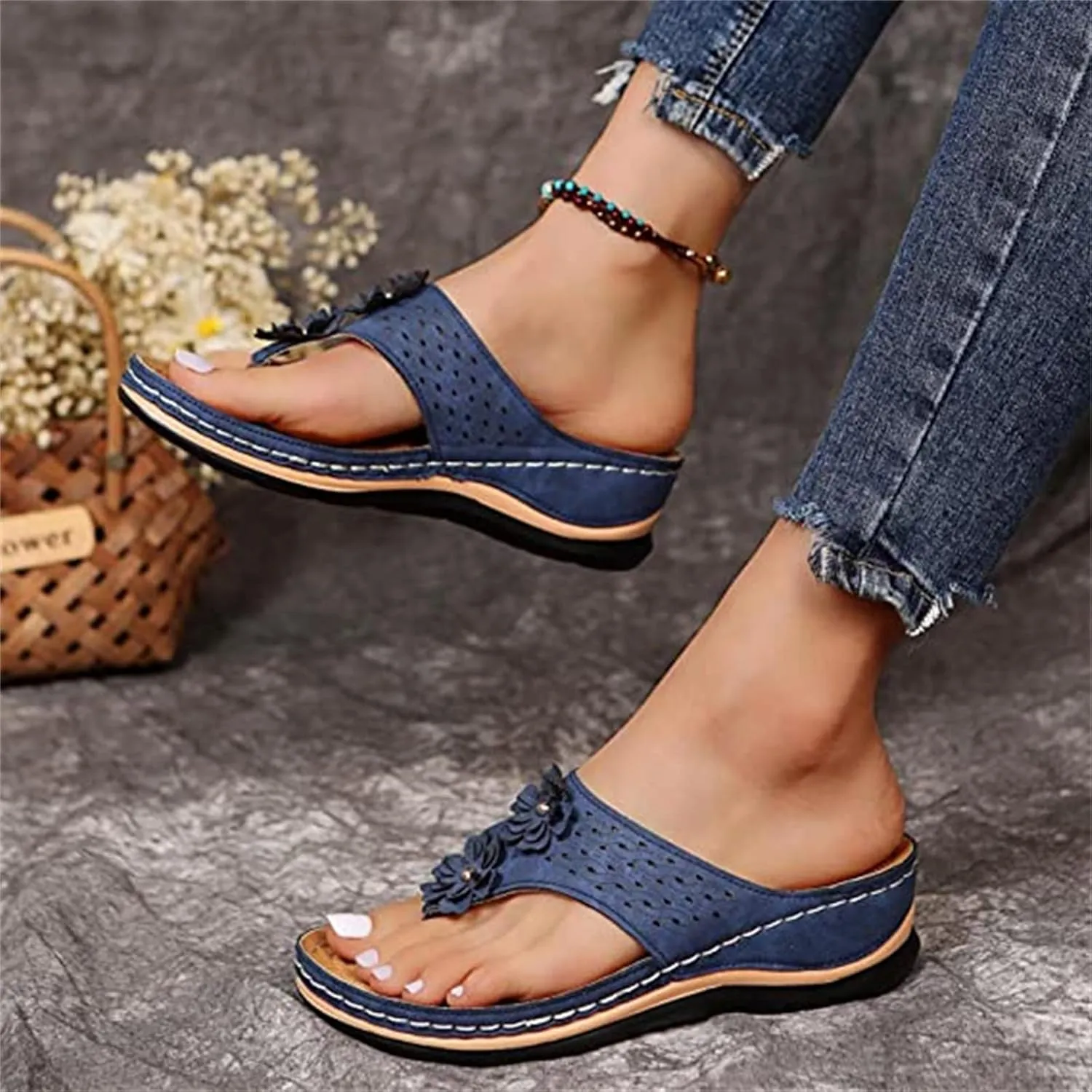 Ladmiple Sandals Women Comfortable Walking Arch Support Orthopedic Flip Flops Soft Dressy Summer Orthotic Slides 2024