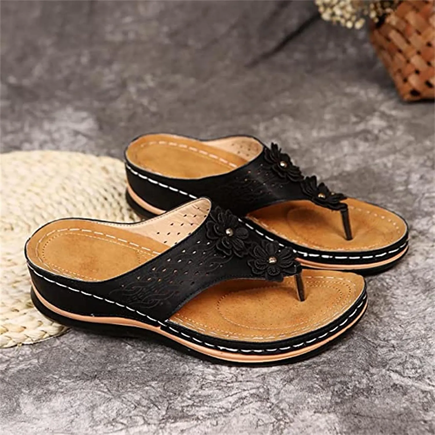 Ladmiple Sandals Women Comfortable Walking Orthotic Flips Flops Arch Support Flat feet Orthopedic Slides Plantar Fasciitis