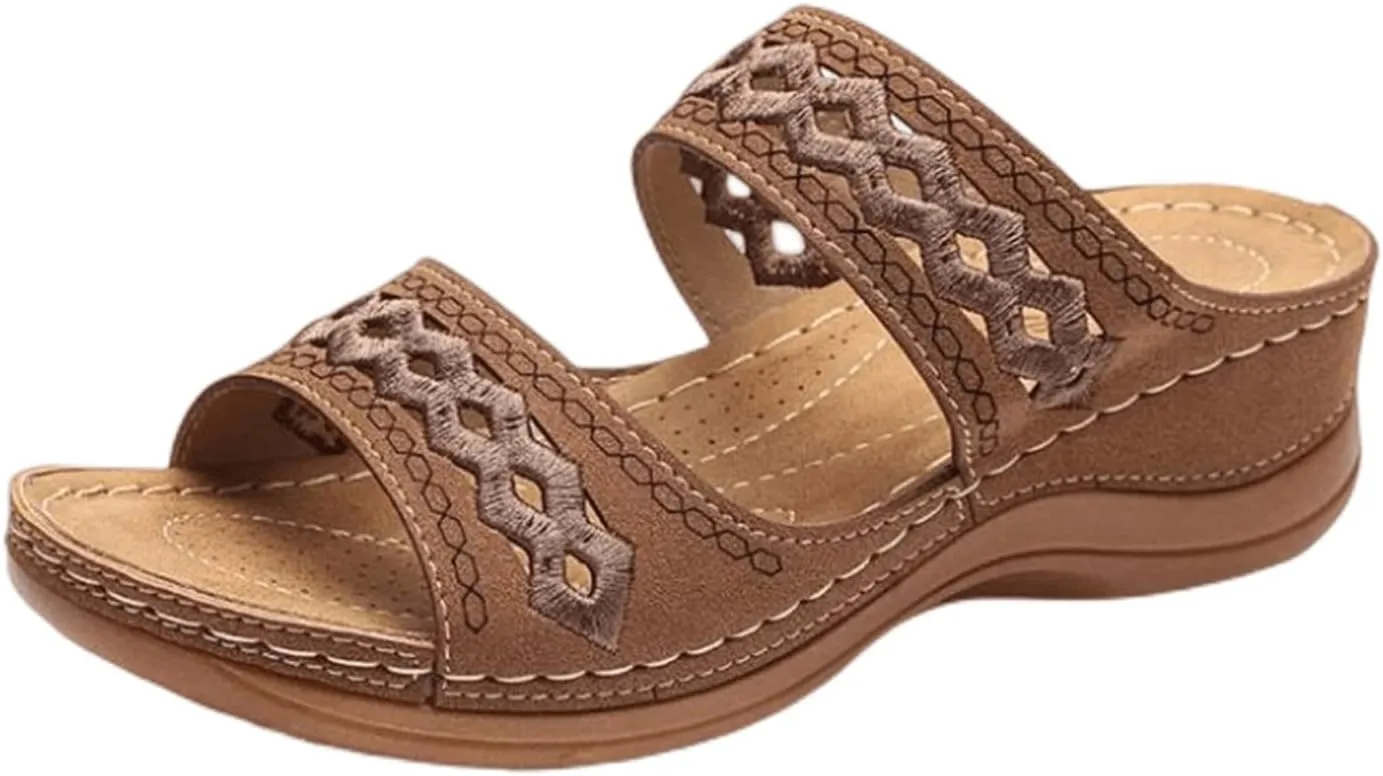 Ladmiple Sandals Women Dressy Summer Flat Cute Casual Beach Shoes Comfortable Orthopedic Slippers Orthotic Flip Flops Slides