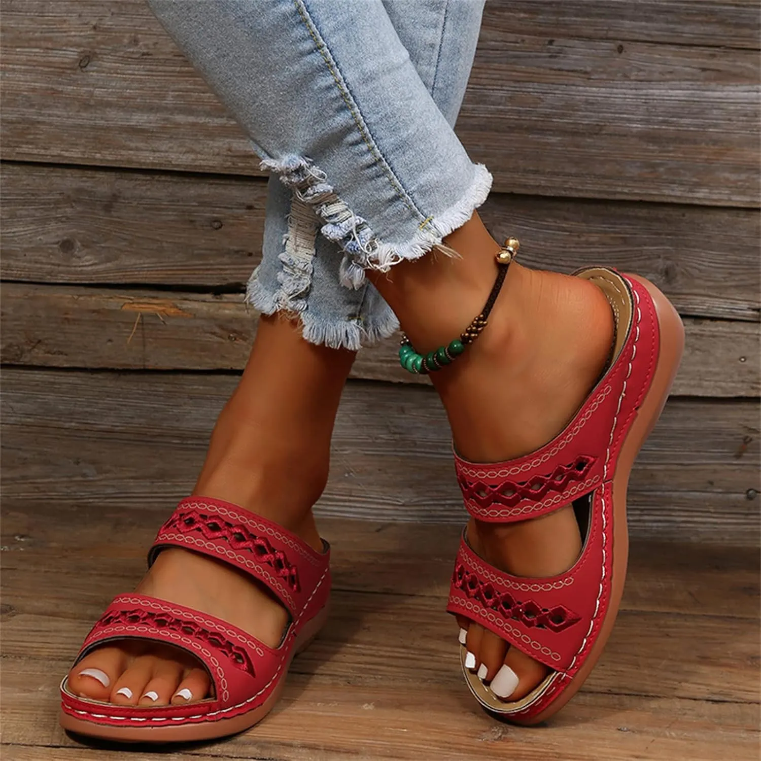 Ladmiple Sandals Women Dressy Summer Flat Cute Casual Beach Shoes Comfortable Orthopedic Slippers Slip On Orthotic Flip Flops