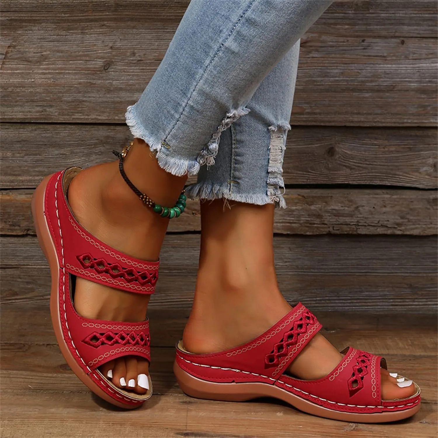 Ladmiple Sandals Women Dressy Summer Flat Cute Casual Beach Shoes Comfortable Orthopedic Slippers Slip On Orthotic Flip Flops