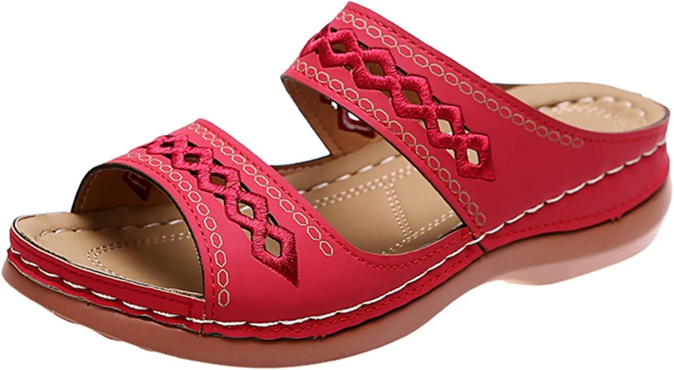 Ladmiple Sandals Women Dressy Summer Flat Cute Casual Beach Shoes Comfortable Orthopedic Slippers Slip On Orthotic Flip Flops