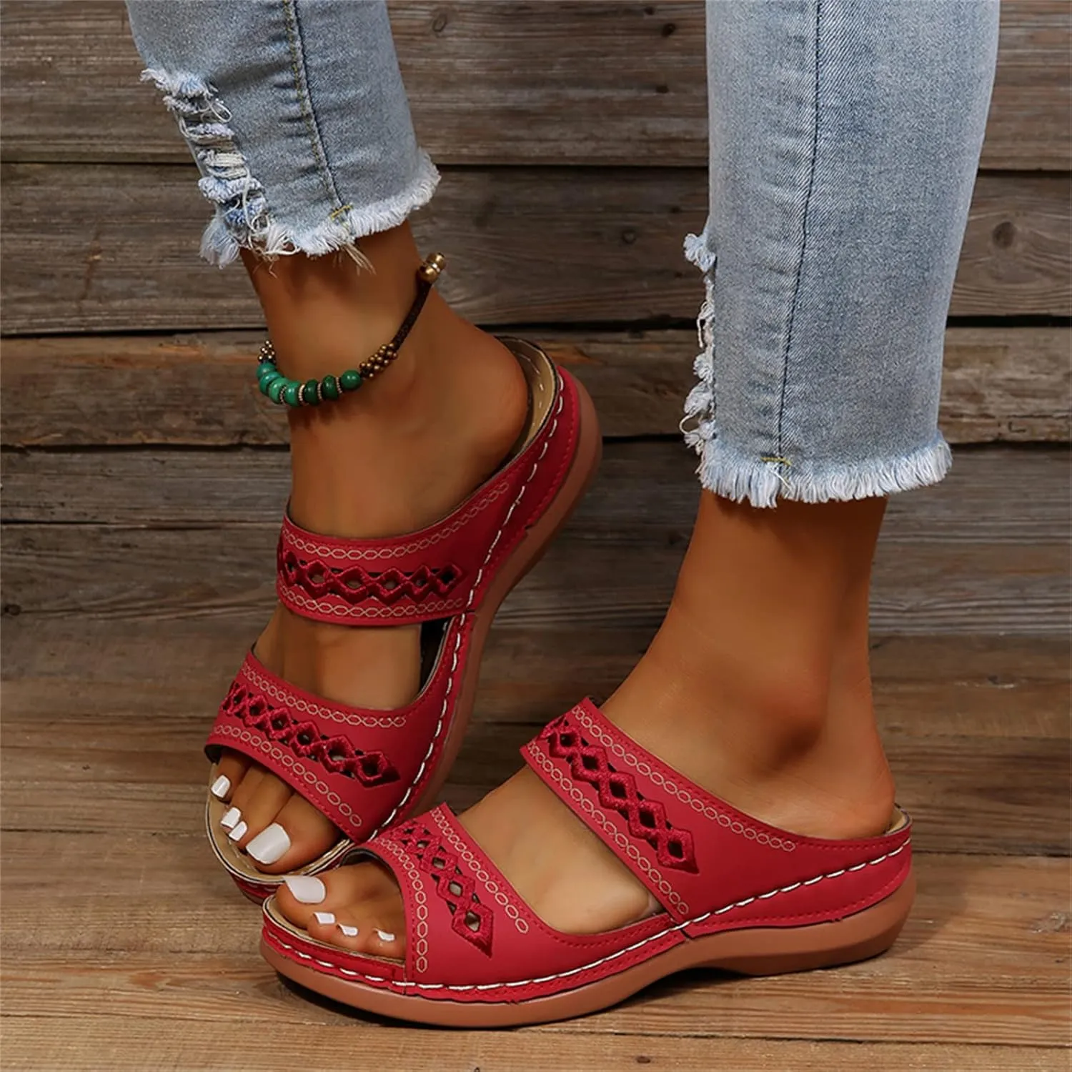 Ladmiple Sandals Women Dressy Summer Flat Cute Casual Beach Shoes Comfortable Orthopedic Slippers Slip On Orthotic Flip Flops