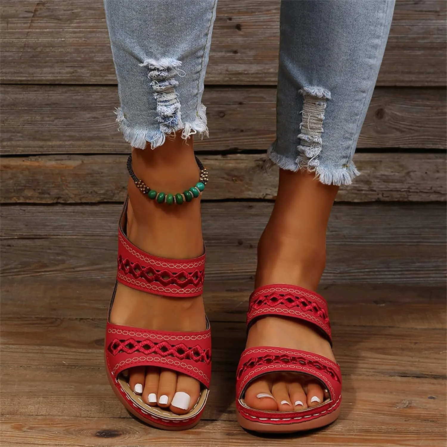 Ladmiple Sandals Women Dressy Summer Flat Cute Casual Beach Shoes Comfortable Orthopedic Slippers Slip On Orthotic Flip Flops