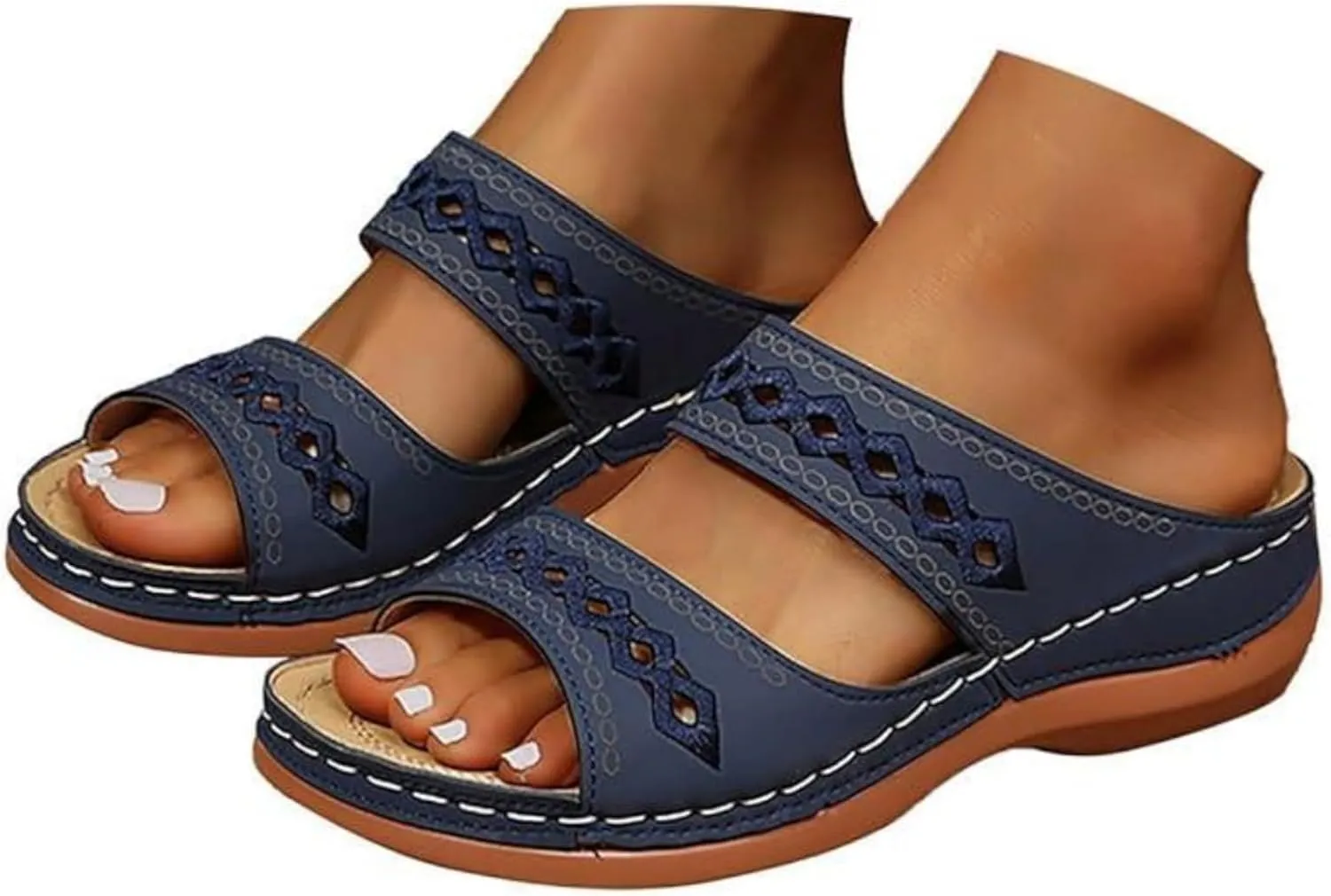Ladmiple Sandals Women Dressy Summer Flat Island Cute Casual Beach Shoes Orthotic Flips Flops Arch Support Orthopedic Slides