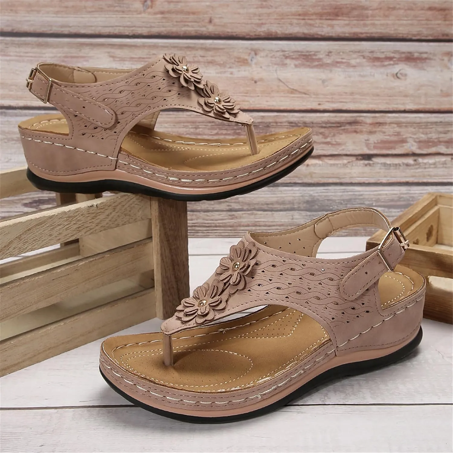 Ladmiple Sandals Women Dressy Summer Wedge Orthopedic Arch Support Flip Flops Comfortable Walking Orthotic Slides 2024