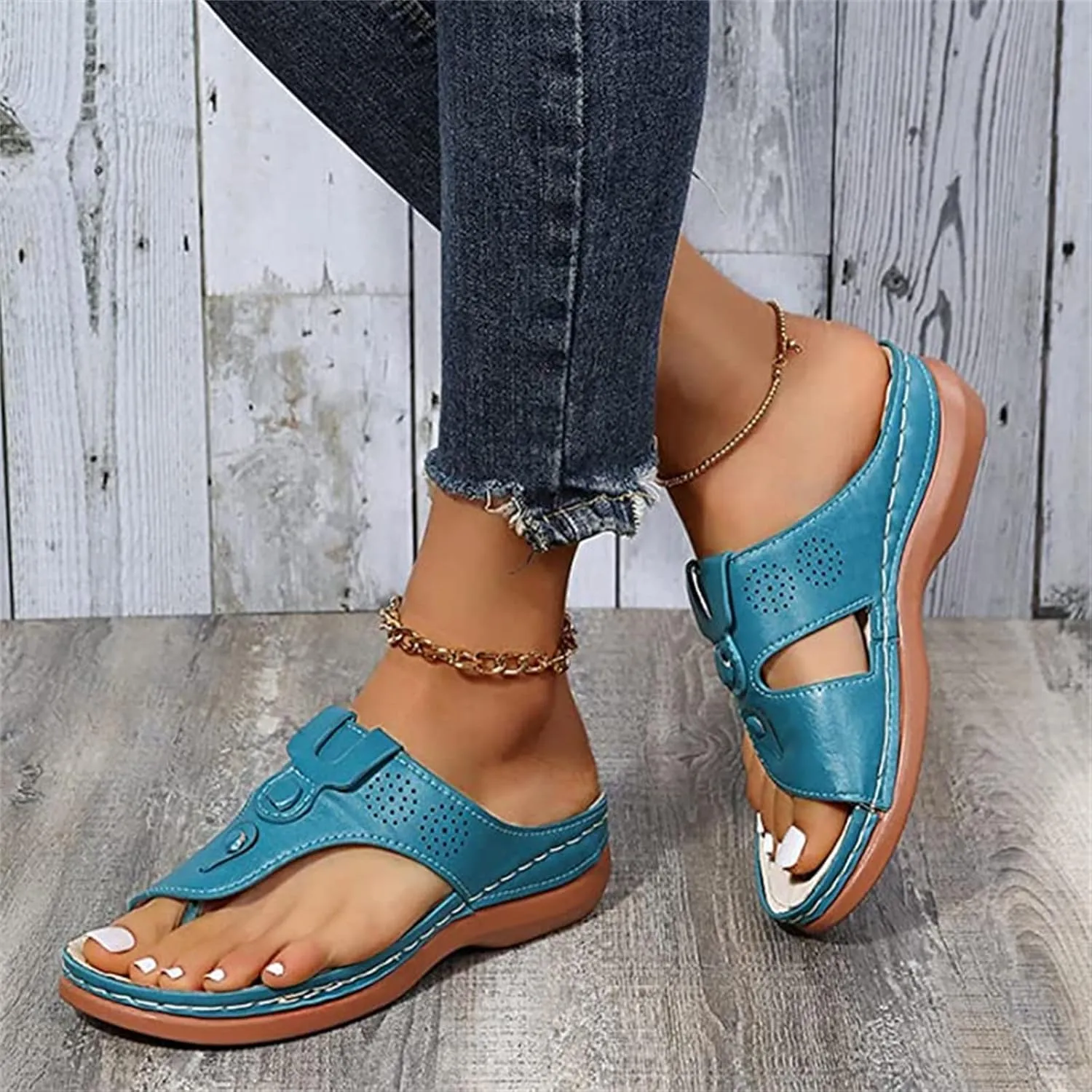 Ladmiple Sandals Women Fashion Flat Orthopedic Slides Dressy Summer Arch Support Orthotic Flip Flops for Plantar Fasciitis
