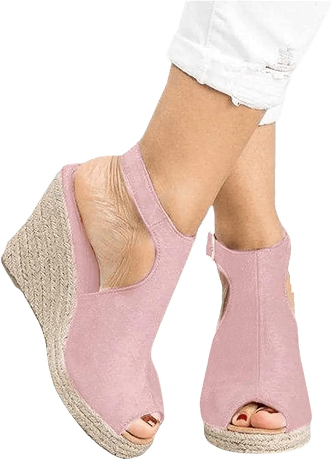 Ladmiple Summer Sandals for Women 2023 Platform Slip On Shoes Wedge Sandals Open Toe Comfy Dressy High Heel Wedge Sandal