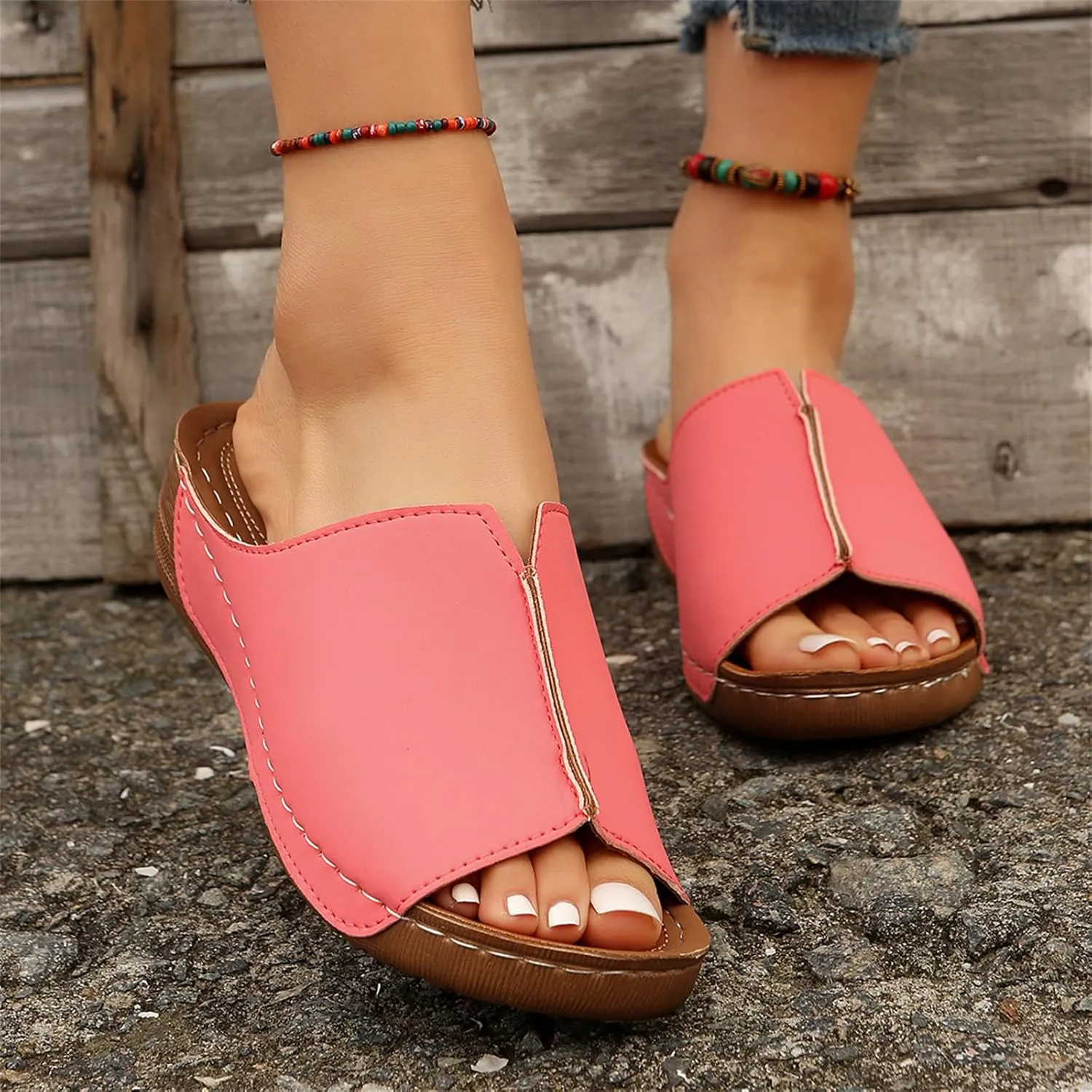 Ladmiple Summer Sandals For Women 2024 Trendy Casual Orthotic Flips Flops Arch Support Flat feet Orthopedic Slippers Slides