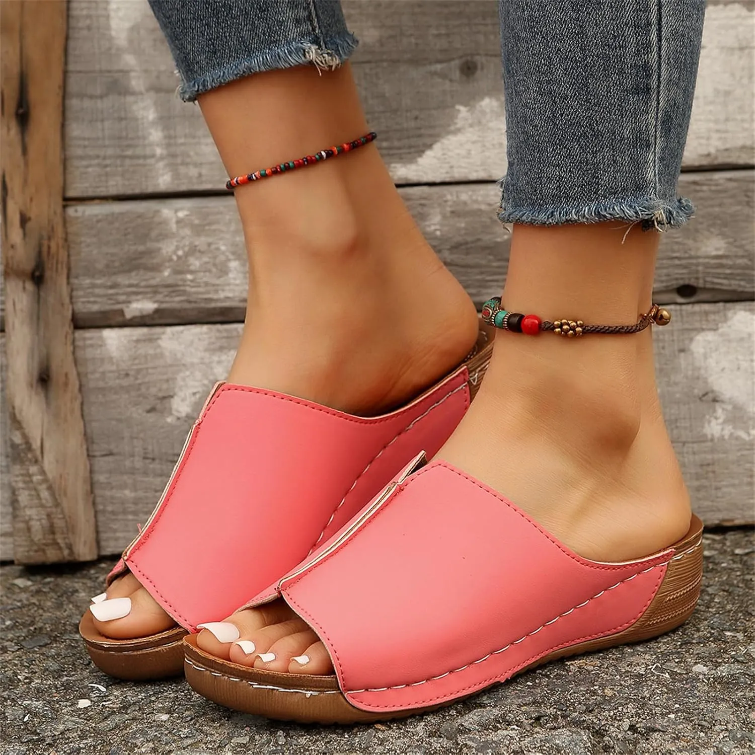 Ladmiple Summer Sandals For Women 2024 Trendy Casual Orthotic Flips Flops Arch Support Flat feet Orthopedic Slippers Slides